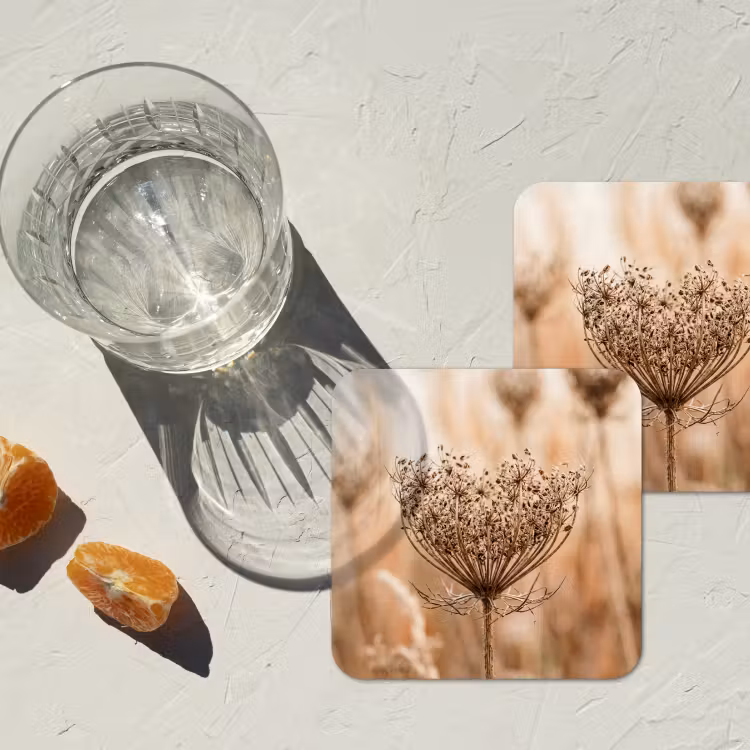 Schermbloem - Droogbloem - Winter - Beige - Minimalistisch onderzetter kurk middel -sfeer4