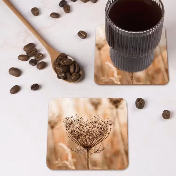 Schermbloem - Droogbloem - Winter - Beige - Minimalistisch onderzetter kurk middel -sfeer2