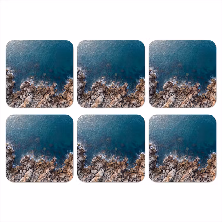 Zee - Kustlijn - Natuur - Abstract - Blauw onderzetter kurk middel -3d