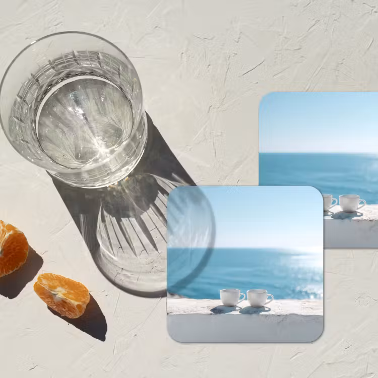 Zee - Koffiekopjes - Zomers onderzetter kurk middel -sfeer4