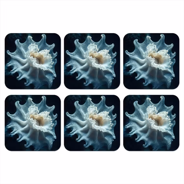 Zeewezen - Wit - Golven - Water onderzetter kurk middel -3d
