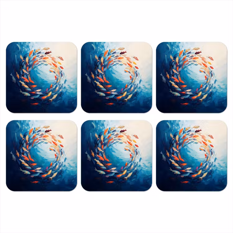 Zee - Vissen - Kleurrijk - Dynamisch onderzetter kurk middel -3d