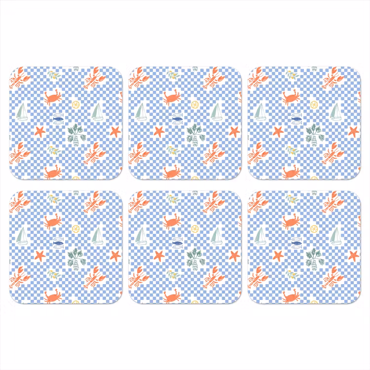 Zee - Sfeer -  Zeilboot - Blauw onderzetter kurk middel 366 -3d