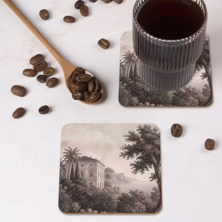 Zee - Villa - Beige onderzetter kurk middel -sfeer2