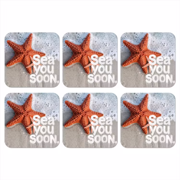 Sea you soon - Zeester - Zee onderzetter kurk middel -3d