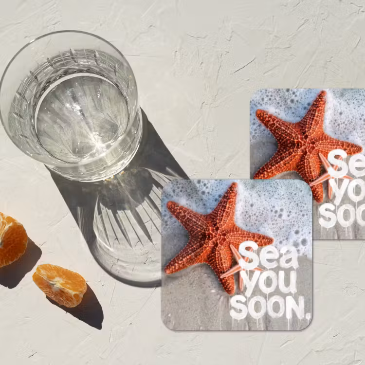 Sea you soon - Zeester - Zee onderzetter kurk middel -sfeer4