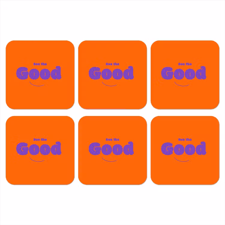 See the good - Paars - Oranje - Smiley onderzetter kurk middel -3d