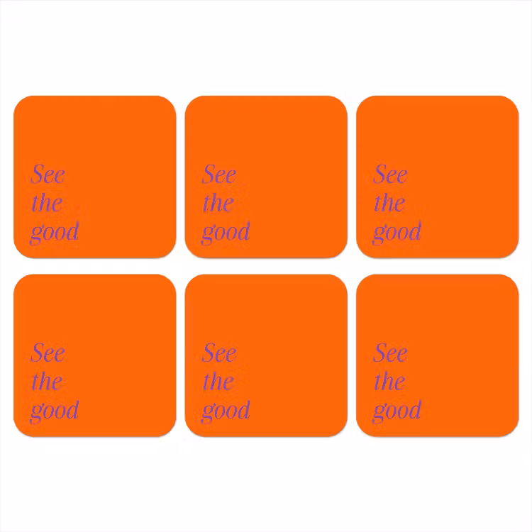 See te good - Paars - Oranje onderzetter kurk middel -3d