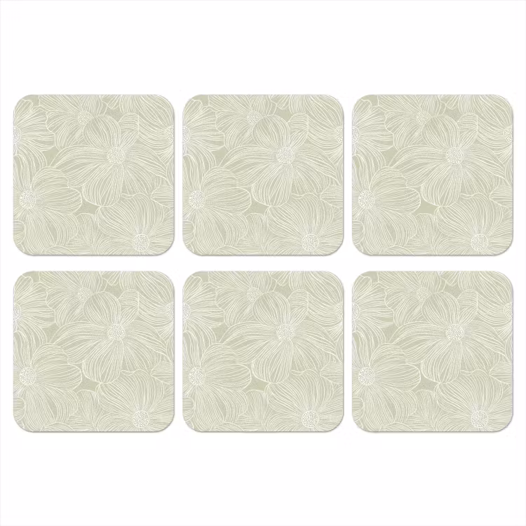 Sereen - Bloemen - Groen onderzetter kurk middel 366 -3d