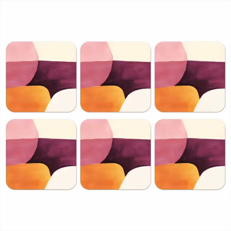 Vormen - Abstract - Kleurrijk onderzetter kurk middel -3d