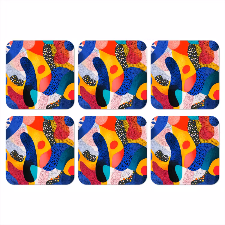 Vormen - Abstract - Stippels - Blauw onderzetter kurk middel -3d