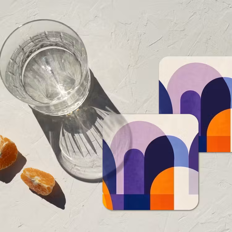 Vormen - Abstract - Grafisch - Oranje onderzetter kurk middel -sfeer4