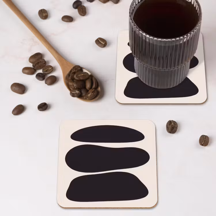 Coaster - Shapes - Organic - Black - Vormen - Organisch - Zwart onderzetter kurk middel