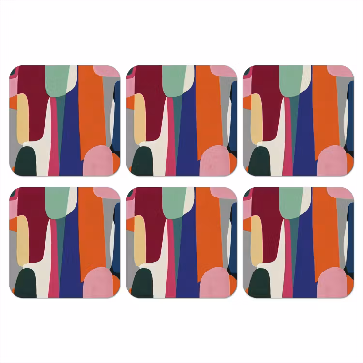 Vormen - Ritmisch - Kleuren - Abstract onderzetter kurk middel -3d