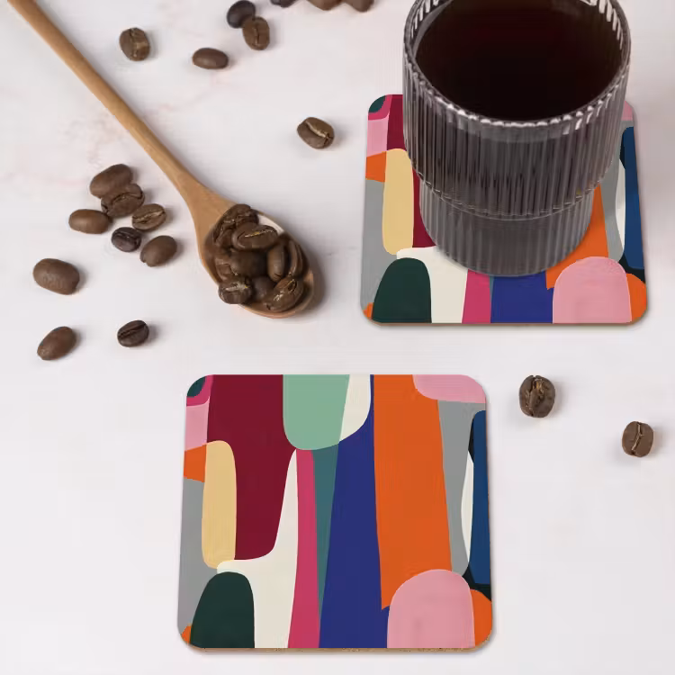 Vormen - Ritmisch - Kleuren - Abstract onderzetter kurk middel -sfeer2