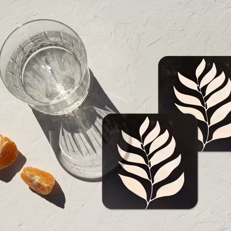 Blad - Wit - Minimalistisch onderzetter kurk middel -sfeer4