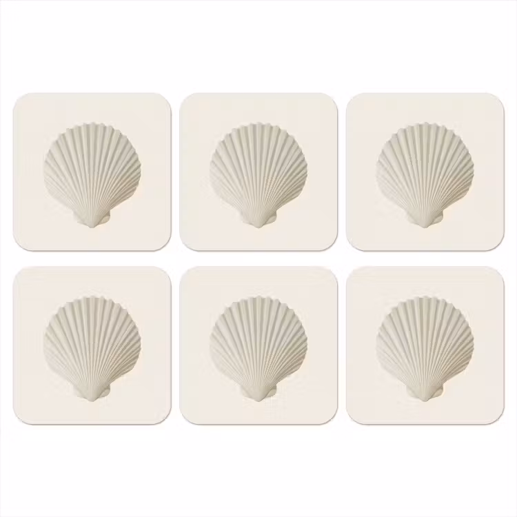 Schelp - Minimalistisch - Wit onderzetter kurk middel -3d