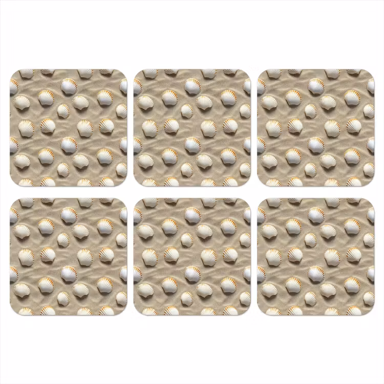 Schelpen - Zand - Maritiem onderzetter kurk middel 366 -3d