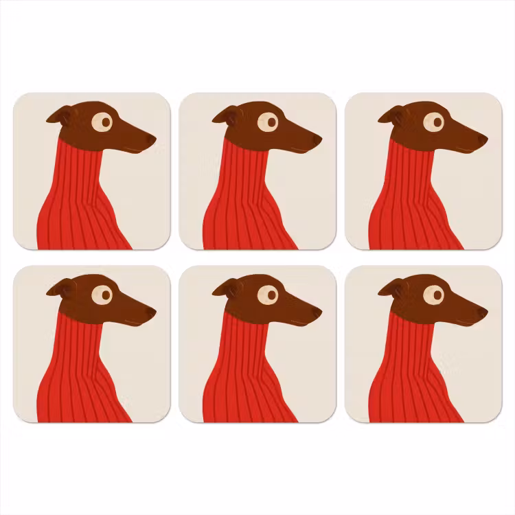 Silhouet - Hond - Trui - Rood onderzetter kurk middel -3d
