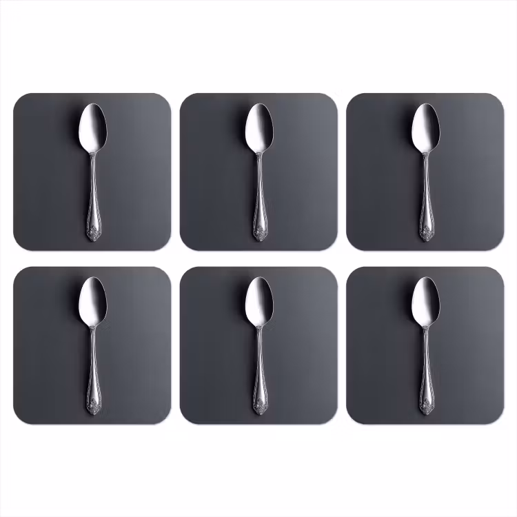 Zilver - Metaal - Lepel onderzetter kurk middel -3d