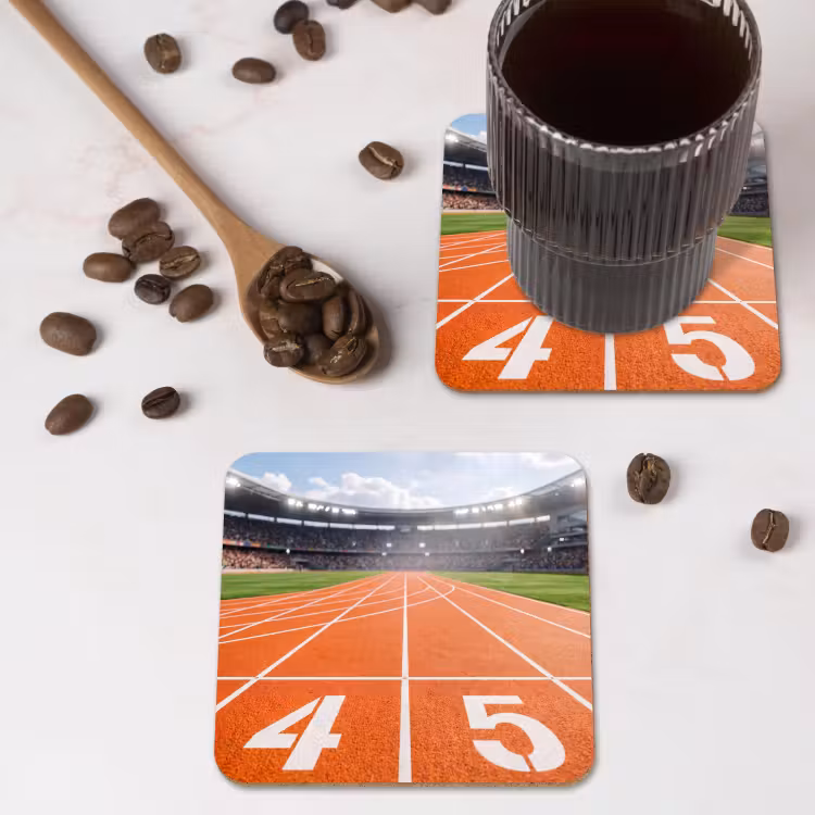 Sintelbaan - Stadion - Sport -Oranje onderzetter kurk middel -sfeer2