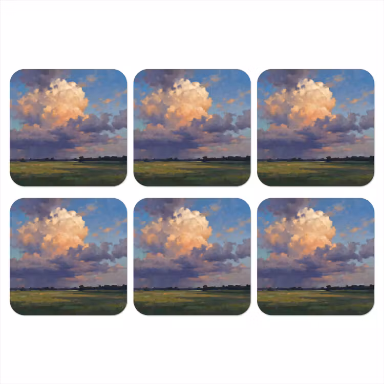 Lucht - Wolken - Landschap - Modern - Oranje onderzetter kurk middel -3d