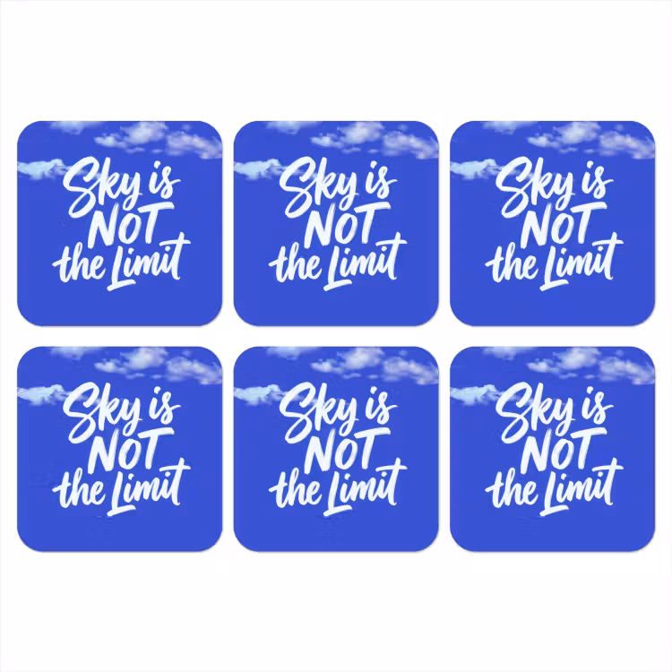 Sky is not the limit - Blauwe lucht - Wolken onderzetter kurk middel -3d