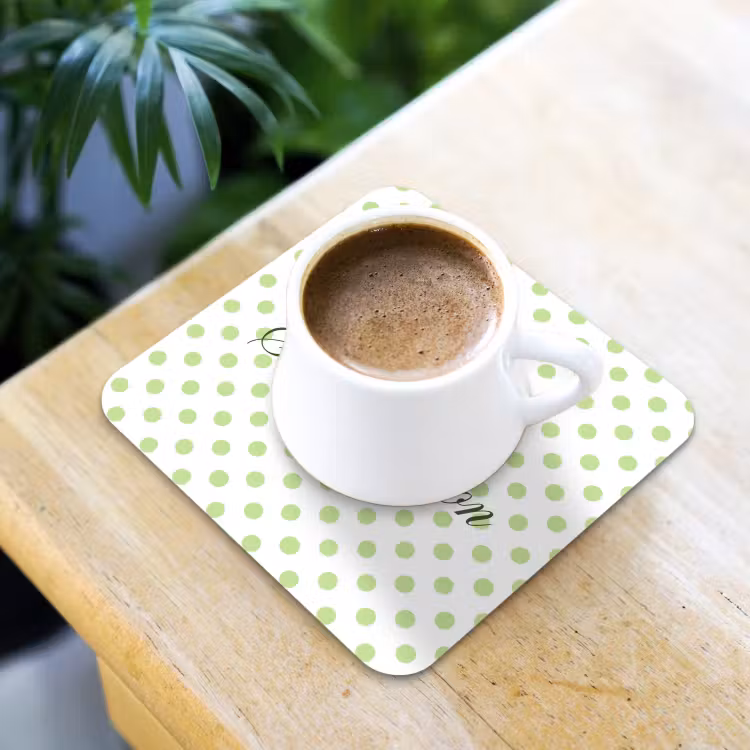 Snack Station - Groen - Stippen onderzetter kurk middel -sfeer5