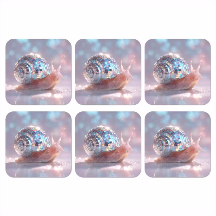Slak - Disco - Mozaïek - Blauw onderzetter kurk middel -3d