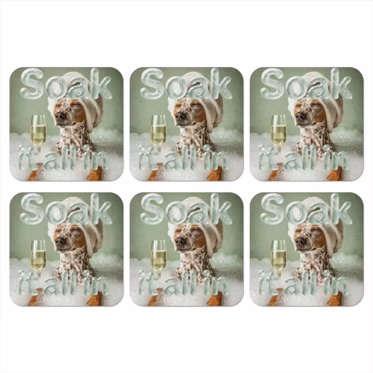 Soak it all in - Hond - Bad onderzetter kurk middel -3d