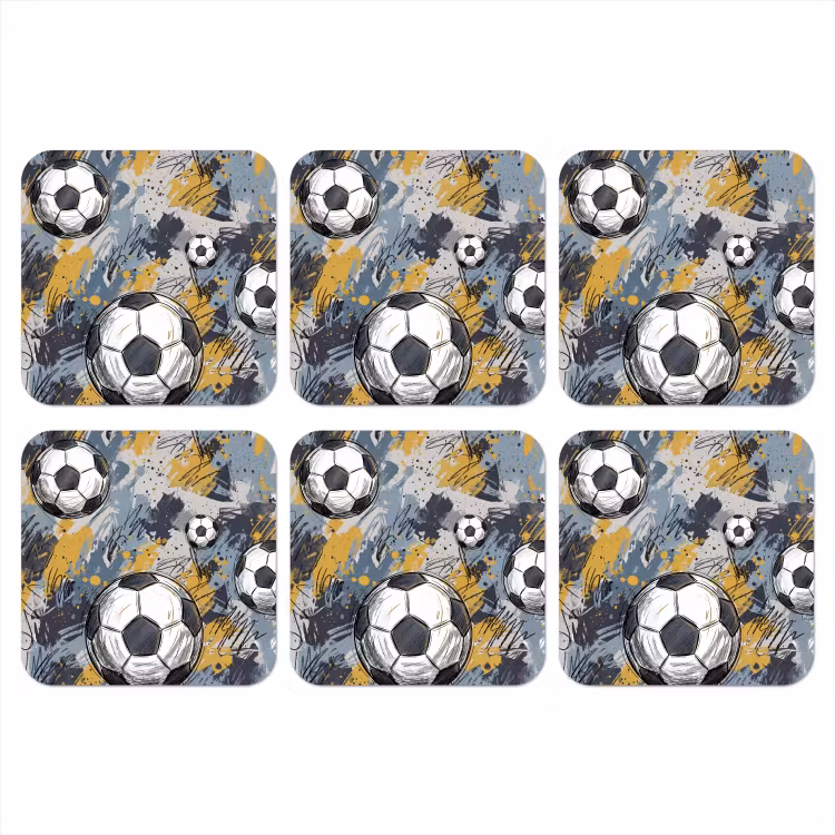 Voetbal - Abstract - Sport - Kleurrijk onderzetter kurk middel -3d