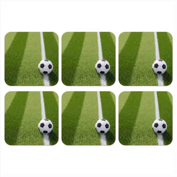Voetbal - Grasveld - Sport - Groen onderzetter kurk middel -3d