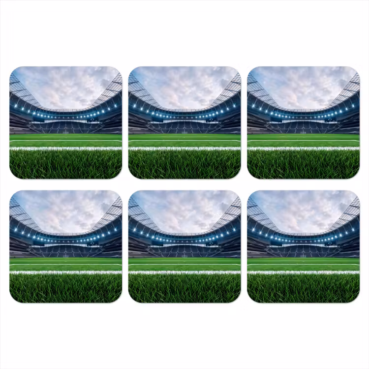 Voetbal - Stadion - Sport - Groen onderzetter kurk middel -3d