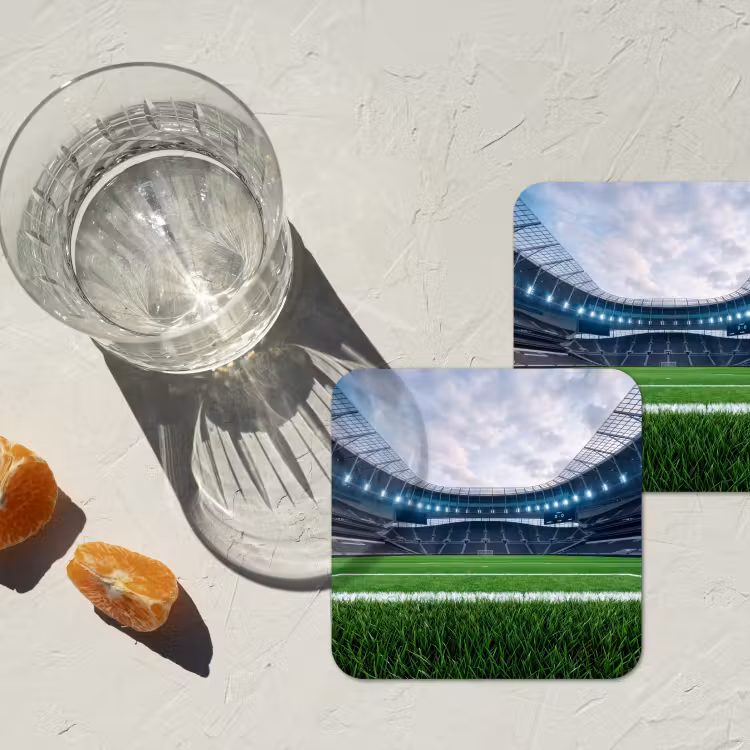 Voetbal - Stadion - Sport - Groen onderzetter kurk middel -sfeer4