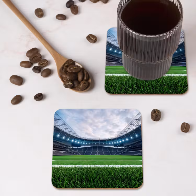 Voetbal - Stadion - Sport - Groen onderzetter kurk middel -sfeer2
