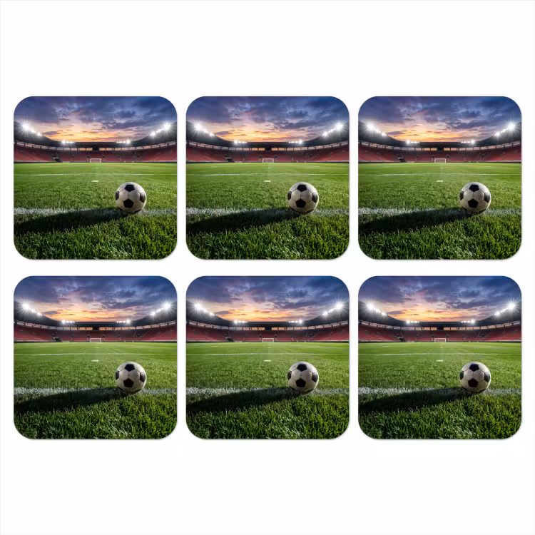 Voetbal - Stadion - Sport - Groen onderzetter kurk middel -3d