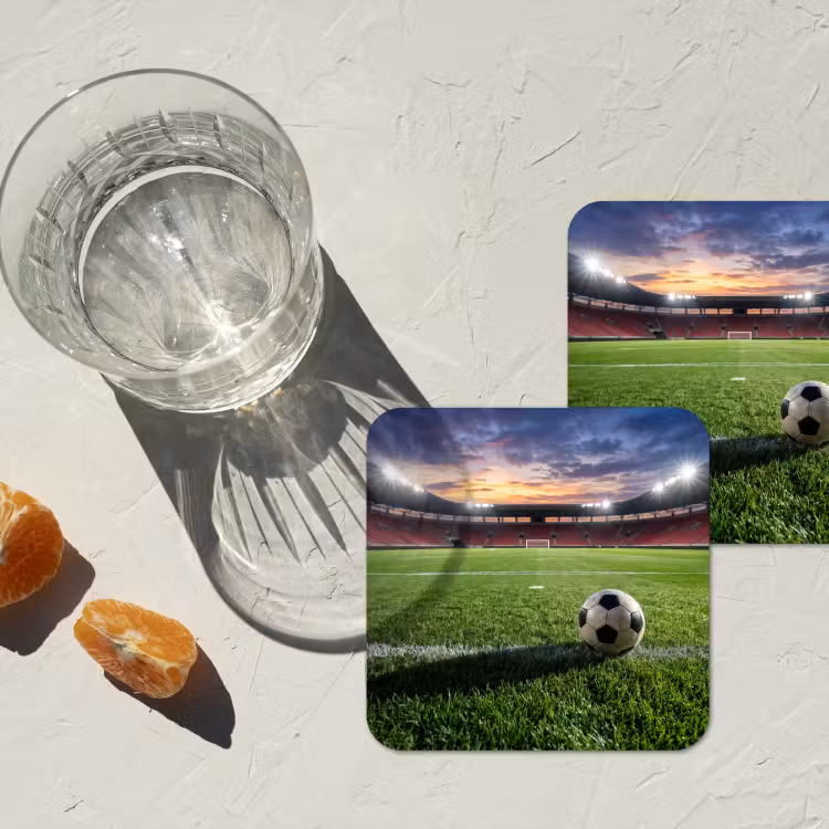 Voetbal - Stadion - Sport - Groen onderzetter kurk middel -sfeer4