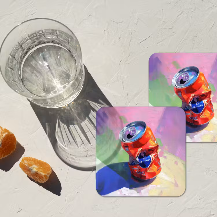 Frisdrank - Blik - Paars onderzetter kurk middel -sfeer4