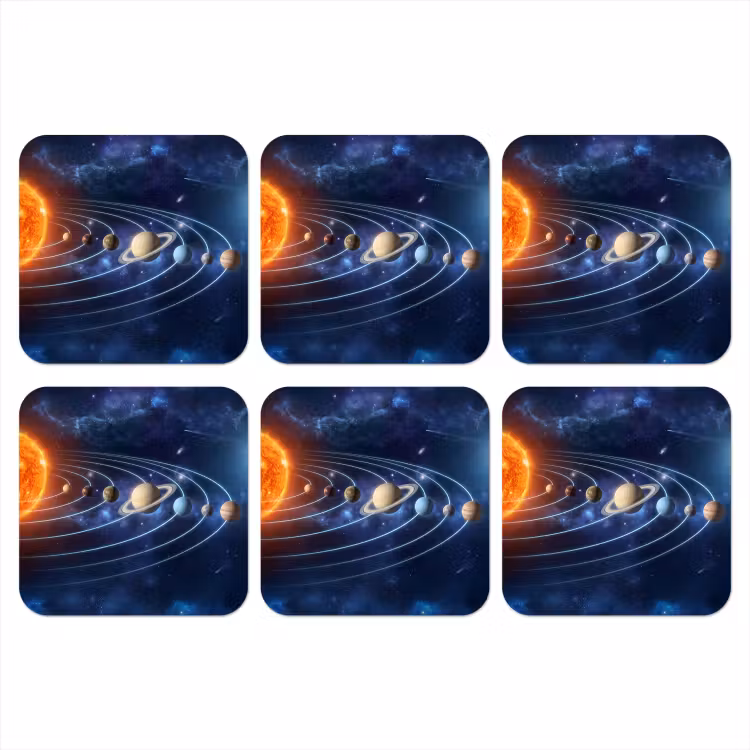 Ruimte - Zonnestelsel - Blauw onderzetter kurk middel -3d
