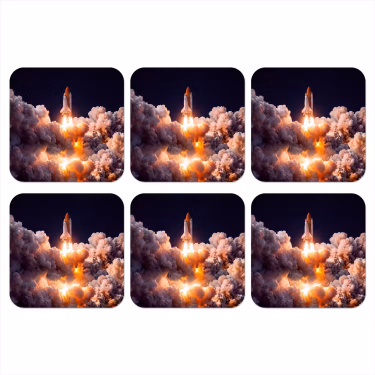 Coaster - Spacecraft - Launch - Stars - Ruimtevaartuig - Lancering - Sterren onderzetter kurk middel