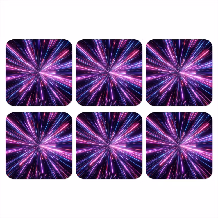 Lichtsnelheid - Ruimte - Roze - Paars onderzetter kurk middel -3d