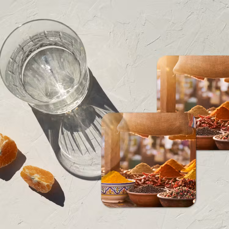 Coaster - Spices - Market - Colorful - Specerijen - Markt - Kleurrijk onderzetter kurk middel