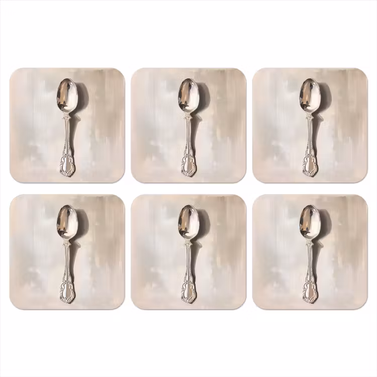 Lepel - Verf - Zilver onderzetter kurk middel -3d