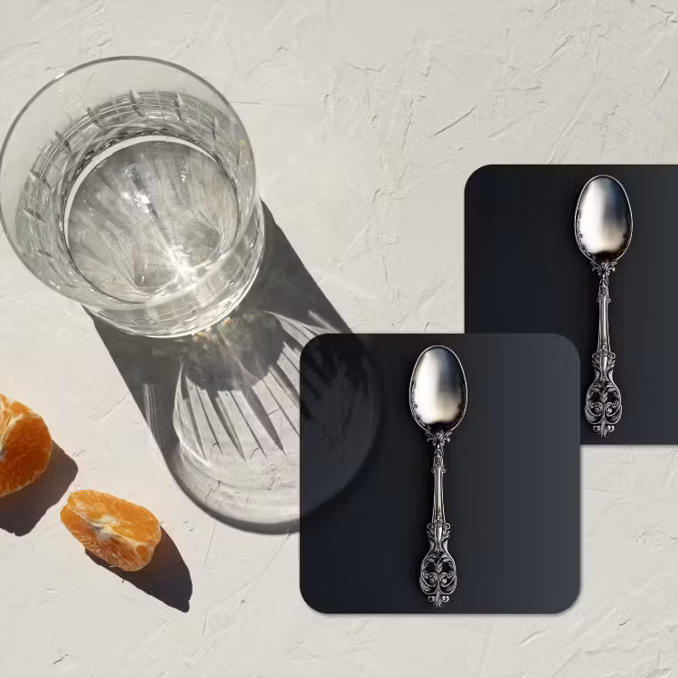 Lepel - Zilver - Metaal onderzetter kurk middel -sfeer4