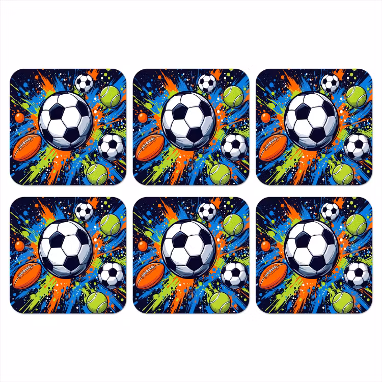 Sport - Ballen - Kleurrijk onderzetter kurk middel -3d