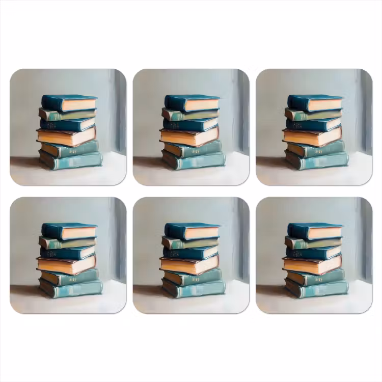Stapel - Boeken - Groen - Daglicht onderzetter kurk middel -3d