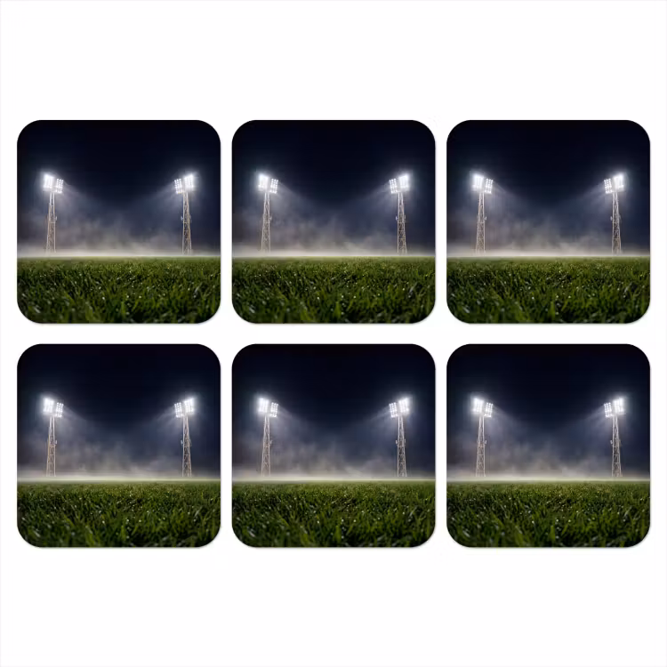 Stadion - Lichtmast - Sport - Nacht onderzetter kurk middel -3d