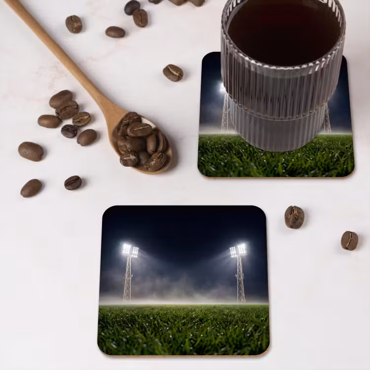 Stadion - Lichtmast - Sport - Nacht onderzetter kurk middel -sfeer2
