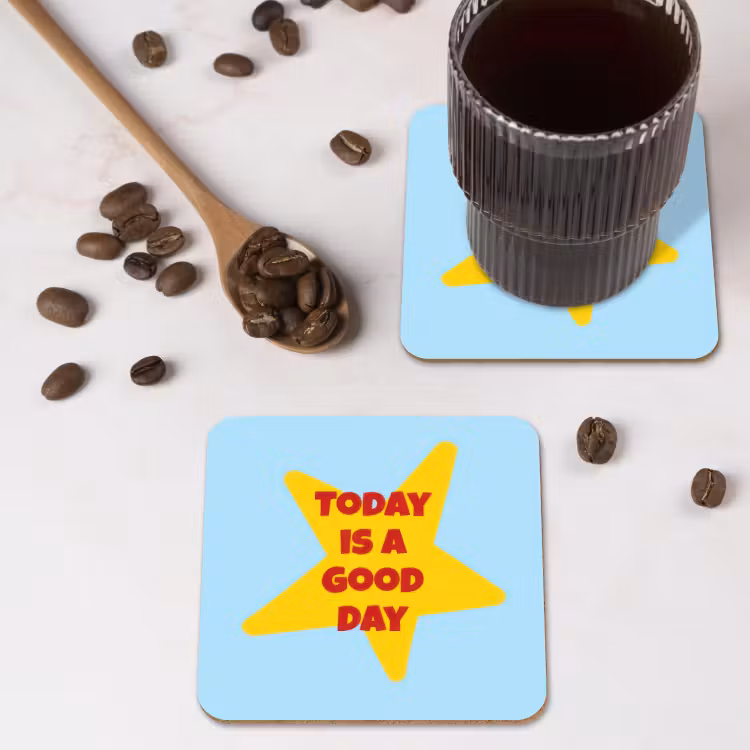 Ster - Today is a good day - Blauw onderzetter kurk middel -sfeer2