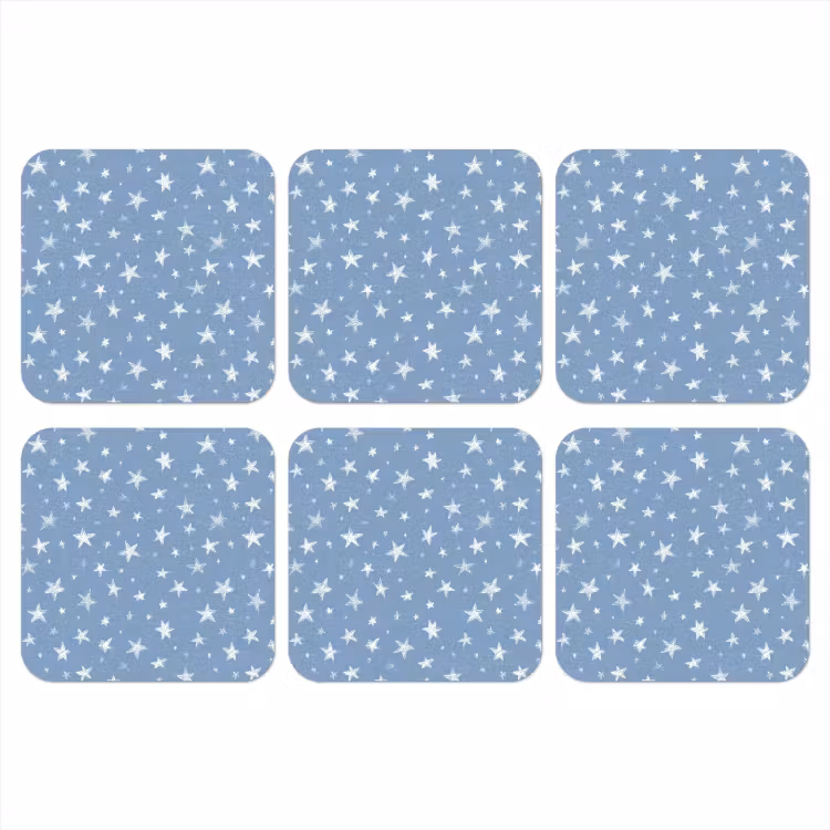 Sterretjes - Patroon - Blauw onderzetter kurk middel 366 -3d